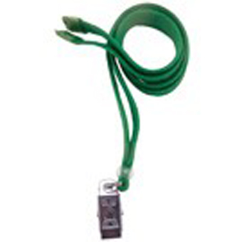 BRADY PEOPLE ID, STANDARD LANYARD, 3/8 INCH FLAT GREEN WITH BREAKAWAY AND U-CLIP, PACK OF 100